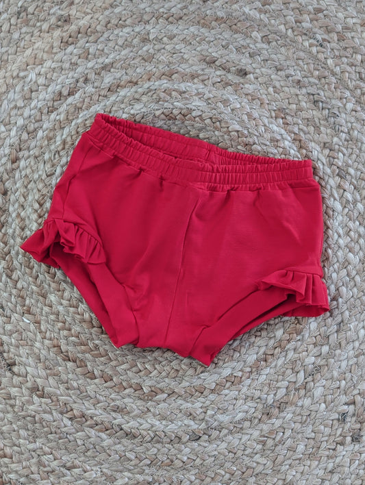 Short froussé rouge